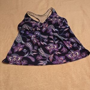 Lands' End Women's Floral Camisole - Purple and Blue